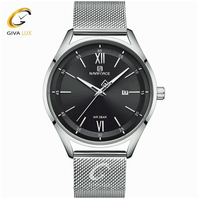 ساعت مچی اورجینال زنانه ناوی فورس|Naviforce|نوی فورس|نیوی فورس نقره ای | نقره ای| مشکی| کد رفرنس NF3013